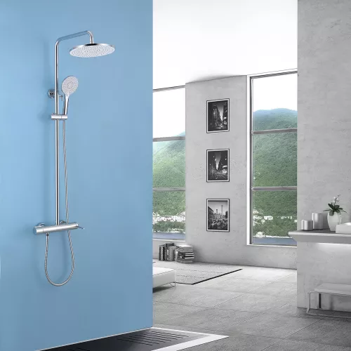 Душевая стойка ABBER Emotion AF8816 с изливом, хром, Выбрать цвет: Хром, Регулируемая высота: 810-1140, изображение 2