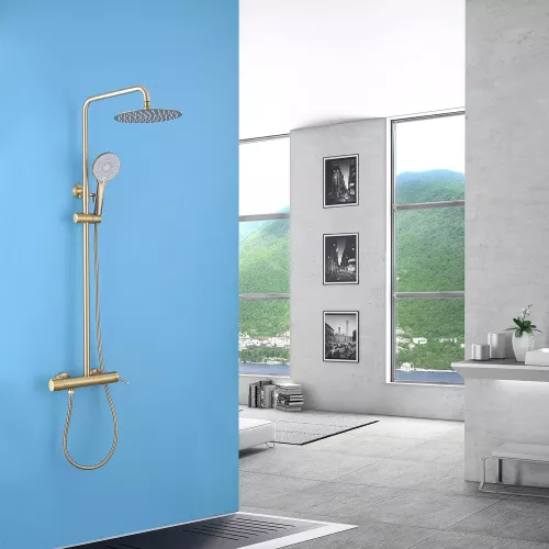 Душевая стойка ABBER Emotion AF8816GL с изливом, золото матовое, изображение 2