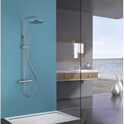 Душевая стойка ABBER Wasser Kreis AF8160 с термостатом без излива, хром, Выбрать цвет: Хром, изображение 2