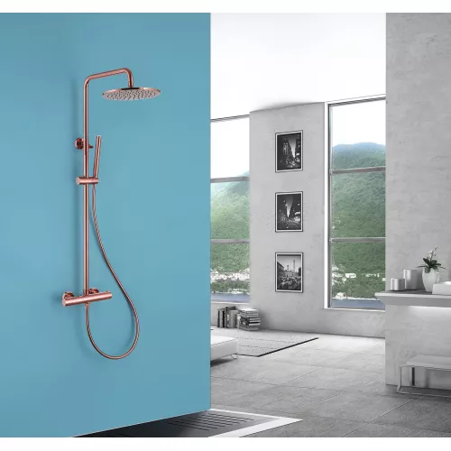 Душевая стойка ABBER Wasser Kreis AF8160RG с термостатом без излива, розовое золото, Выбрать цвет: Розовое золото, изображение 2