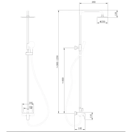 Душевая стойка ABBER Weiss Insel AF8020 без излива, хром, Выбрать цвет: Хром, изображение 3