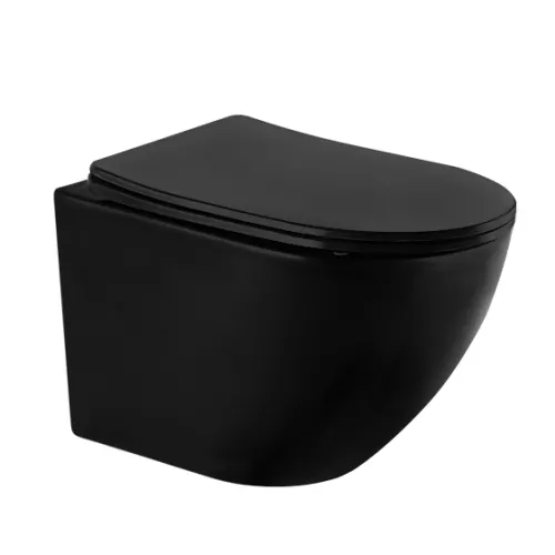 Унитаз ABBER BEQUEM AC1100MB подвесной черный матовый, безободковый, Выбрать цвет: Черный матовый
