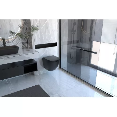 Унитаз ABBER BEQUEM AC1100MB подвесной черный матовый, безободковый, Выбрать цвет: Черный матовый, изображение 2