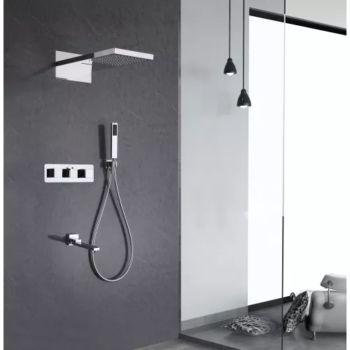 Душевая система ABBER Daheim AF8253 скрытого монтажа с изливом, термостат, хром, Выбрать цвет: Хром, изображение 2