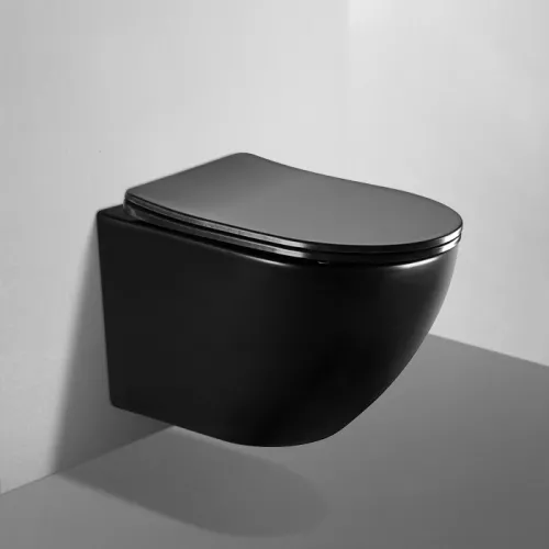 Унитаз ABBER BEQUEM AC1100MB подвесной черный матовый, безободковый, Выбрать цвет: Черный матовый, изображение 6