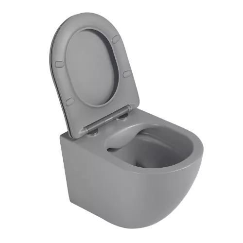 Унитаз ABBER Bequem AC1101MG подвесной серый матовый, безободковый, Выбрать цвет: Серый матовый, изображение 2
