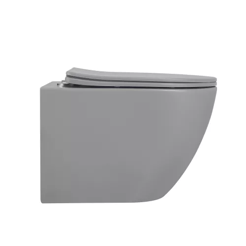 Унитаз ABBER Bequem AC1101MG подвесной серый матовый, безободковый, Выбрать цвет: Серый матовый, изображение 3