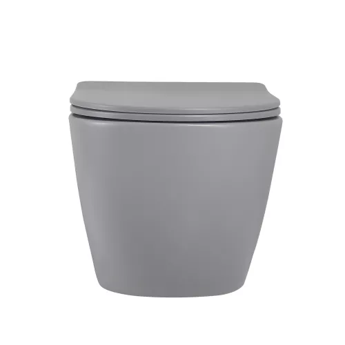 Унитаз ABBER Bequem AC1101MG подвесной серый матовый, безободковый, Выбрать цвет: Серый матовый, изображение 4