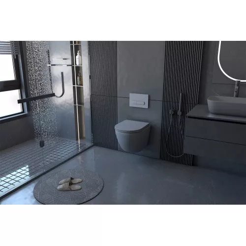 Унитаз ABBER Bequem AC1101MG подвесной серый матовый, безободковый, Выбрать цвет: Серый матовый, изображение 7