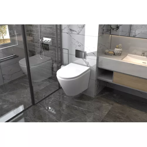 Унитаз ABBER Bequem AC1102 подвесной белый, безободковый, Выбрать цвет: Белый, изображение 7