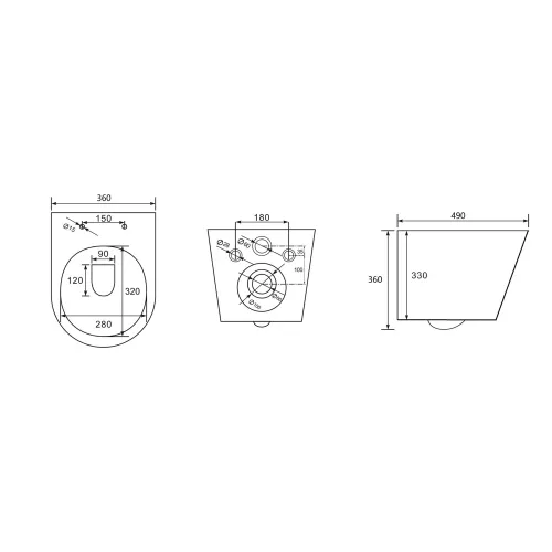 Унитаз ABBER Bequem AC1102 подвесной белый, безободковый, Выбрать цвет: Белый, изображение 9