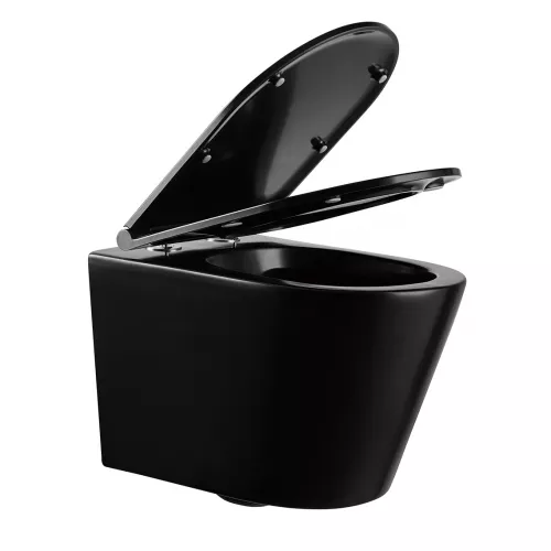 Унитаз ABBER Bequem AC1102MB подвесной черный матовый, безободковый, Выбрать цвет: Черный матовый, изображение 5