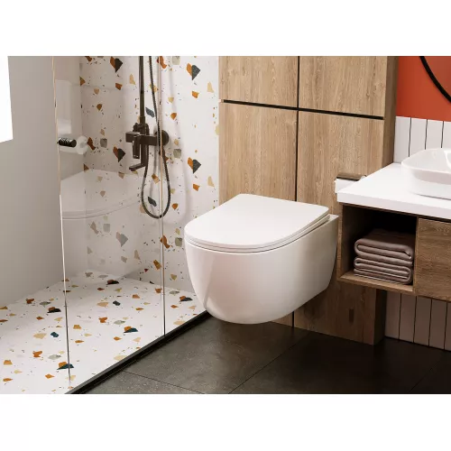 Унитаз ABBER Bequem AC1104 подвесной белый, безободковый, Выбрать цвет: Белый, изображение 2