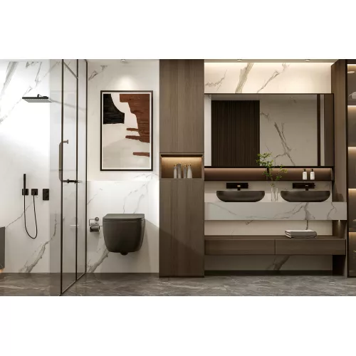 Унитаз ABBER Bequem AC1104MB подвесной черный матовый, безободковый, Выбрать цвет: Черный матовый, изображение 2