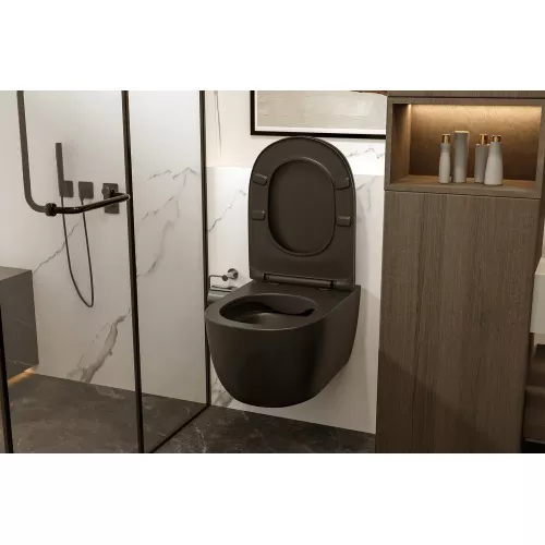 Унитаз ABBER Bequem AC1104MB подвесной черный матовый, безободковый, Выбрать цвет: Черный матовый, изображение 3