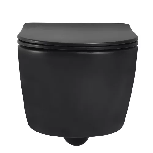 Унитаз ABBER Bequem AC1104MB подвесной черный матовый, безободковый, Выбрать цвет: Черный матовый, изображение 6