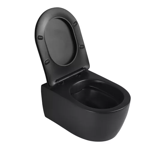 Унитаз ABBER Bequem AC1104MB подвесной черный матовый, безободковый, Выбрать цвет: Черный матовый, изображение 7