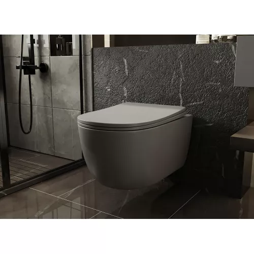 Унитаз ABBER Bequem AC1104MG подвесной серый матовый, безободковый, Выбрать цвет: Серый матовый, изображение 3