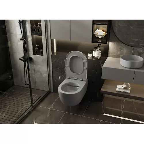 Унитаз ABBER Bequem AC1104MG подвесной серый матовый, безободковый, Выбрать цвет: Серый матовый, изображение 4