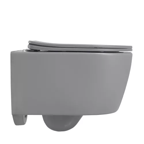 Унитаз ABBER Bequem AC1104MG подвесной серый матовый, безободковый, Выбрать цвет: Серый матовый, изображение 5