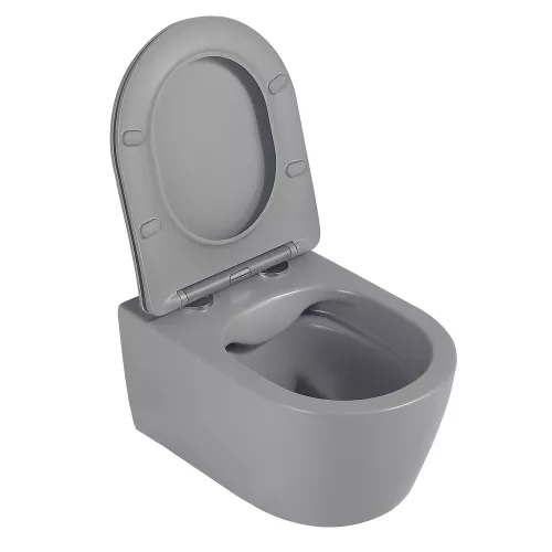 Унитаз ABBER Bequem AC1104MG подвесной серый матовый, безободковый, Выбрать цвет: Серый матовый, изображение 7