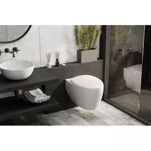 Унитаз ABBER Bequem AC1107P подвесной белый с импульсным смывом, изображение 2