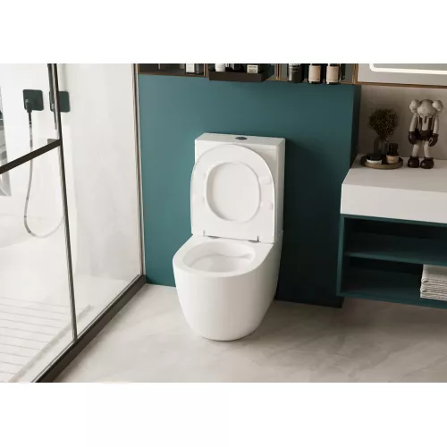 Унитаз ABBER Bequem AC1110 компакт белый, безободковый, изображение 8