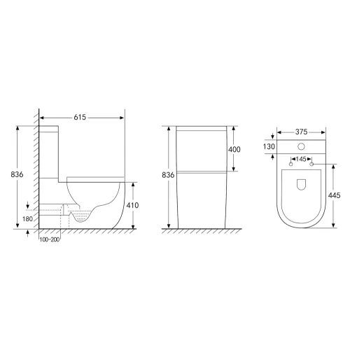 Унитаз ABBER Bequem AC1110 компакт белый, безободковый, изображение 9
