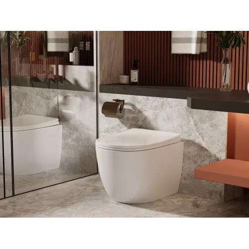 Унитаз ABBER Bequem AC1111 приставной белый, безободковый, изображение 2