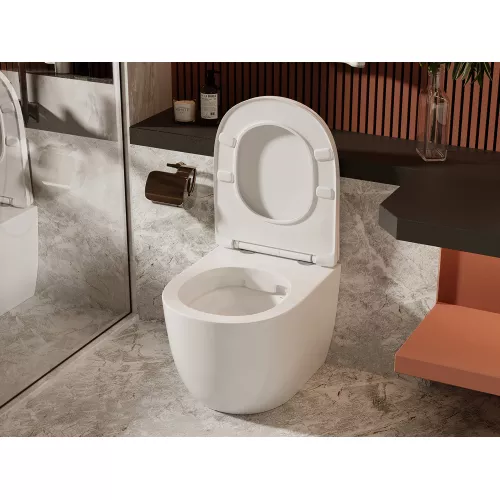 Унитаз ABBER Bequem AC1111 приставной белый, безободковый, изображение 4