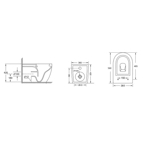 Унитаз ABBER Bequem AC1111 приставной белый, безободковый, изображение 9