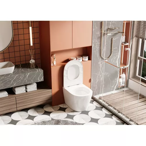 Унитаз ABBER Bequem AC1113 приставной белый, безободковый, изображение 5