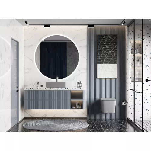 Унитаз ABBER Rechteck AC1201MG подвесной серый матовый, безободковый, Выбрать цвет: Серый матовый, изображение 3