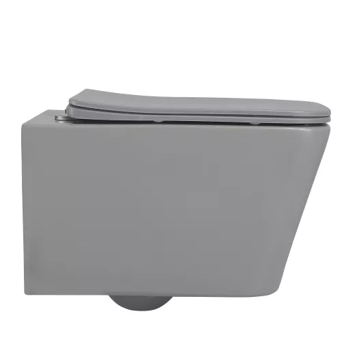 Унитаз ABBER Rechteck AC1201MG подвесной серый матовый, безободковый, Выбрать цвет: Серый матовый, изображение 5