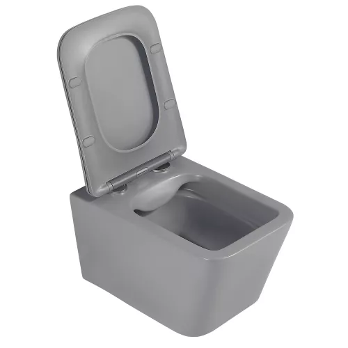 Унитаз ABBER Rechteck AC1201MG подвесной серый матовый, безободковый, Выбрать цвет: Серый матовый, изображение 7