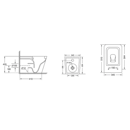 Унитаз ABBER Rechteck AC1211 приставной белый, безободковый, изображение 9