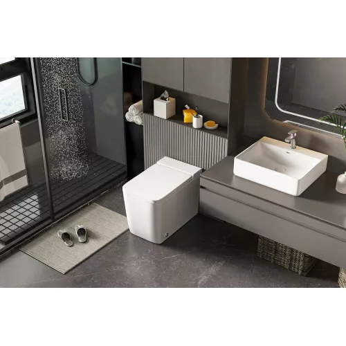 Унитаз ABBER Rechteck AC1212P приставной белый с импульсным смывом, изображение 8