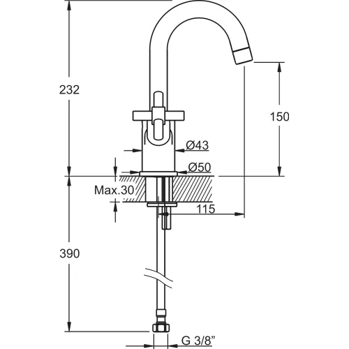Смеситель VitrA Juno A40862EXP для раковины, изображение 3
