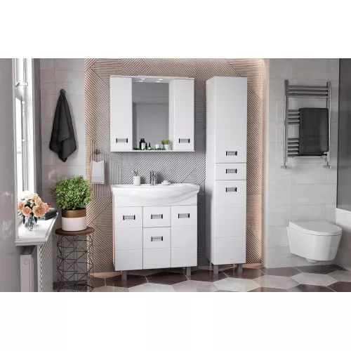 Шкаф-зеркало Балтика 80 белый, с подсветкой, изображение 2