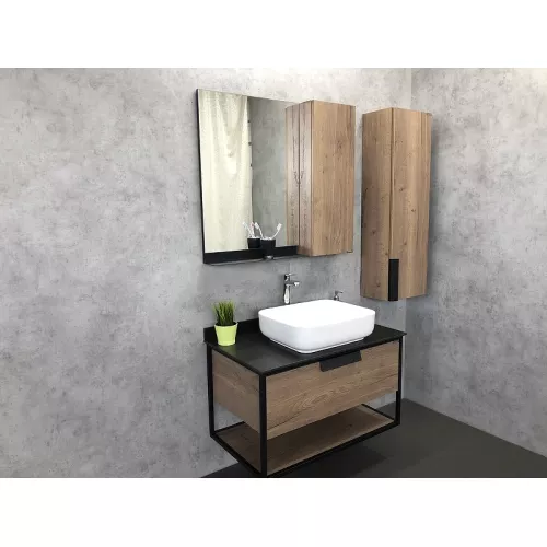 Зеркало-шкаф Comforty Кёльн, цвет дуб темный, Выбрать размер: 75, изображение 5