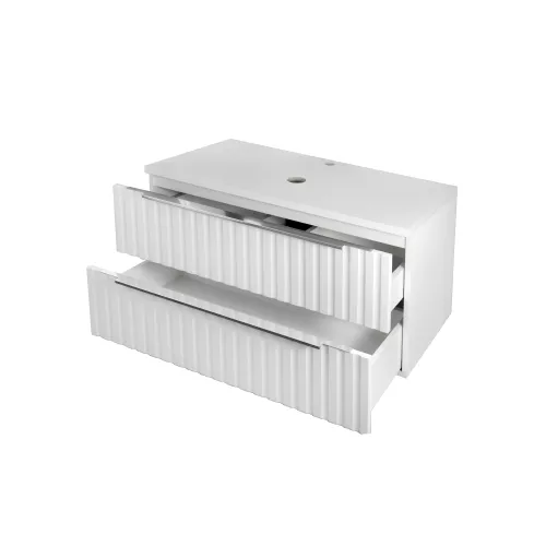 Тумба подвесная ACWEN ГРАЦИЯ 90 , со столешницей, без раковины, белая матовая, изображение 8