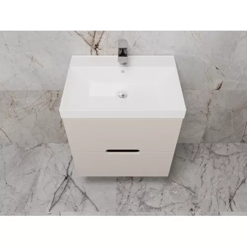 Тумба подвесная "Матис", с раковиной Classic (2 ящика), КРЕМ, ЭМАЛЬ, Выбрать цвет: Крем, Выбрать размер: 60, изображение 3