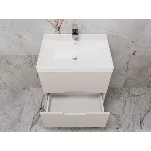 Тумба подвесная "Матис", с раковиной Classic (2 ящика), КРЕМ, ЭМАЛЬ, Выбрать цвет: Крем, Выбрать размер: 60, изображение 5