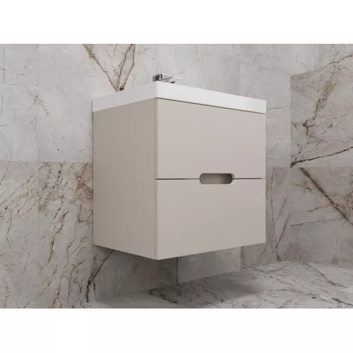 Тумба подвесная "Матис", с раковиной Classic (2 ящика), КРЕМ, ЭМАЛЬ, Выбрать цвет: Крем, Выбрать размер: 60, изображение 2