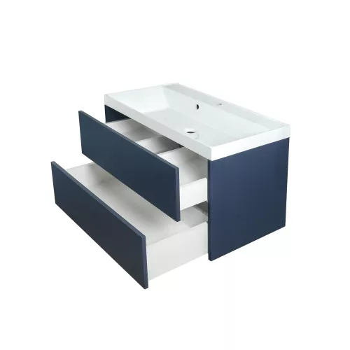 Тумба подвесная ACWEN МОДЕРН 80 темно-синий матовый с раковиной Слим 80, Выбрать цвет: тёмно-синий матовый, Выбрать размер: 80, изображение 7