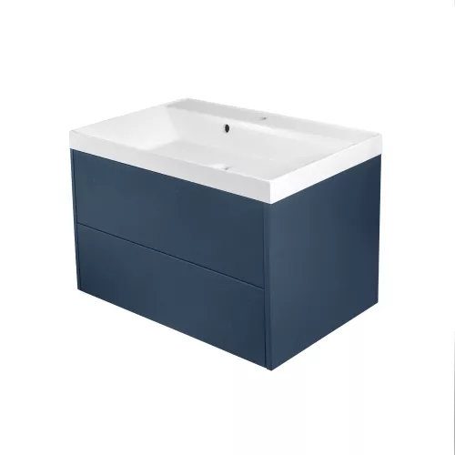 Мебель для ванной: Тумба подвесная ACWEN МОДЕРН 80 (80х45х50см) темно-синий матовый с раковиной Слим 80 1 в магазине Акватория