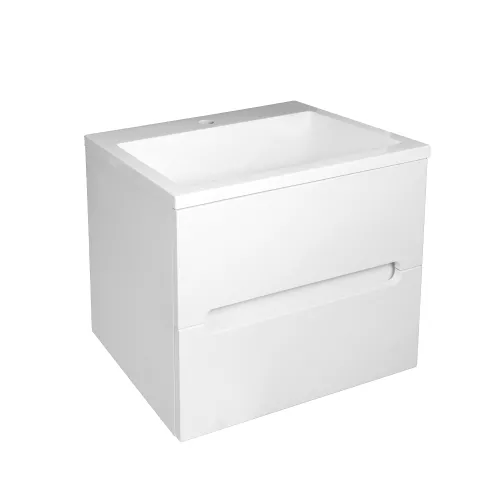 Мебель для ванной: Тумба подвесная ACWEN TORNO 60 белая матовая с раковиной Слим 1 в магазине Акватория