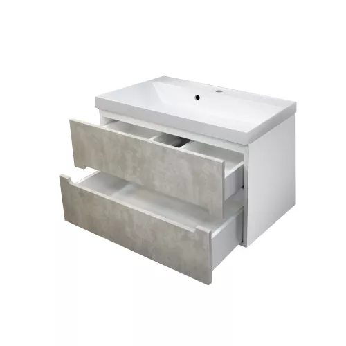 Тумба  подвесная ACWEN TORNO 80  айс фраппе, с раковиной Слим 80, Выбрать цвет: айс фраппе, Выбрать размер: 80, Внешний вид: с белой раковиной, изображение 7