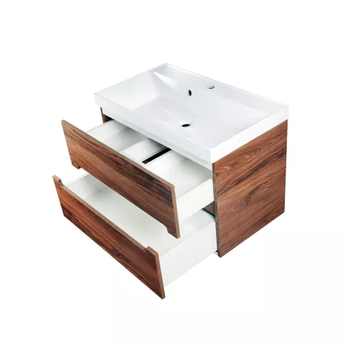 Тумба  подвесная ACWEN TORNO 60/80  дерево Engadina с раковиной, Выбрать цвет: Дерево, Выбрать размер: 80, Внешний вид: с белой раковиной, изображение 6