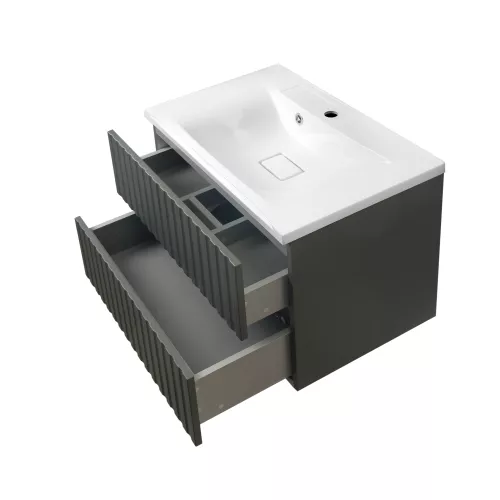 Тумба подвесная ACWEN Элеганс  грей софт с раковиной Комфорт 70, Выбрать цвет: Грей софт, Выбрать размер: 70, изображение 8
